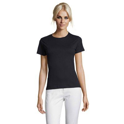 Camiseta Mujer Algodón Corte Entallado Azul Mar L