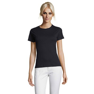 Camiseta Mujer Algodón Corte Entallado Azul Mar Xl