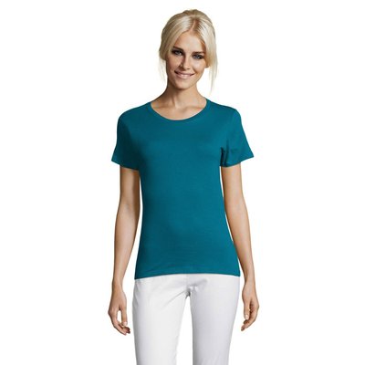 Camiseta Mujer Algodón Corte Entallado Azul Pato Xxl