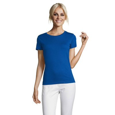 Camiseta Mujer Algodón Corte Entallado Azul Royal M