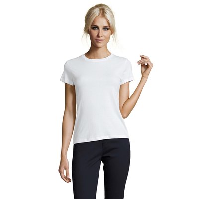 Camiseta Mujer Algodón Corte Entallado Blanco XL