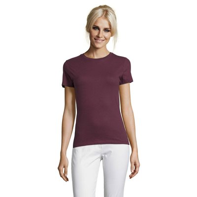 Camiseta Mujer Algodón Corte Entallado Burgundy Xl