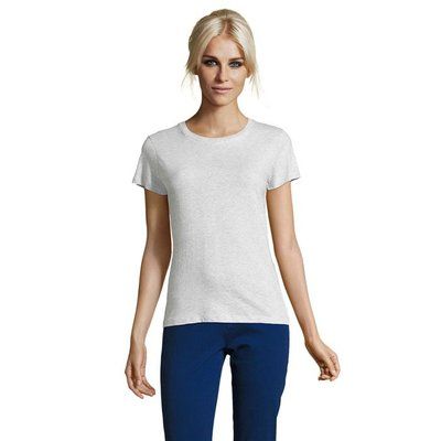 Camiseta Mujer Algodón Corte Entallado Ceniza M