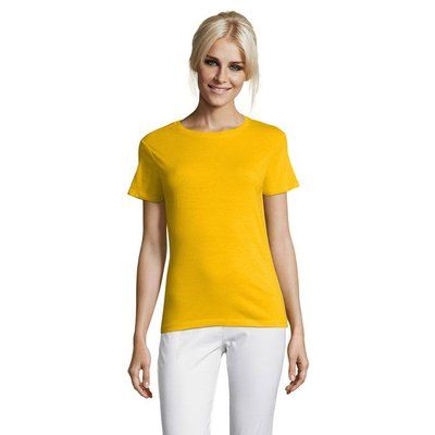 Camiseta Mujer Algodón Corte Entallado Dorado XL