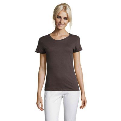 Camiseta Mujer Algodón Corte Entallado Gris Oscuro Xxl