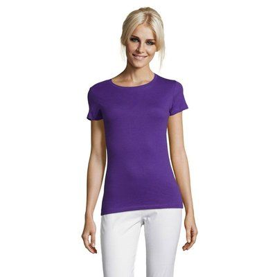 Camiseta Mujer Algodón Corte Entallado Morado Oscuro XXL