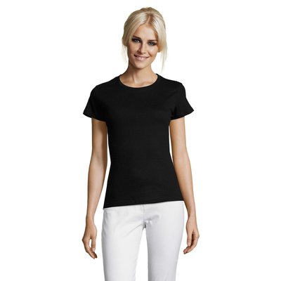 Camiseta Mujer Algodón Corte Entallado Negro 3XL