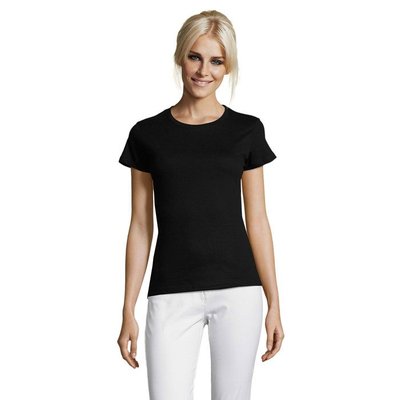 Camiseta Mujer Algodón Corte Entallado Negro Profundo 3XL