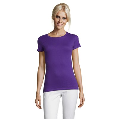Camiseta Mujer Algodón Corte Entallado Púrpura M