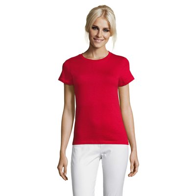 Camiseta Mujer Algodón Corte Entallado Rojo L