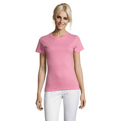 Camiseta Mujer Algodón Corte Entallado Rosa Orquídea L