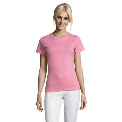 Camiseta Mujer Algodón Corte Entallado Rosa Orquídea S