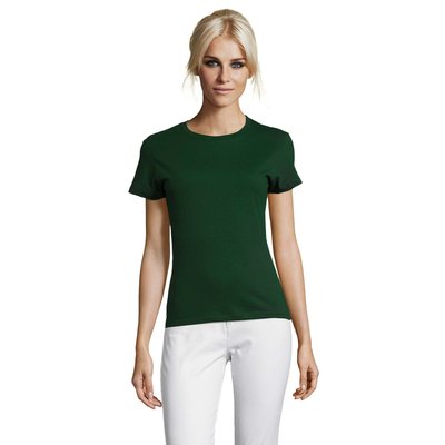 Camiseta Mujer Algodón Corte Entallado Verde M