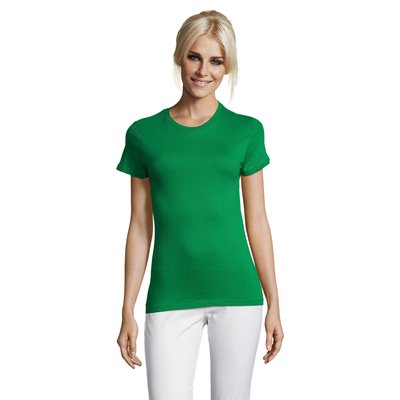 Camiseta Mujer Algodón Corte Entallado Verde XXL