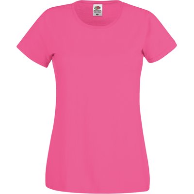 Camiseta mujer algodón cuello redondo entallada Fuchsia L