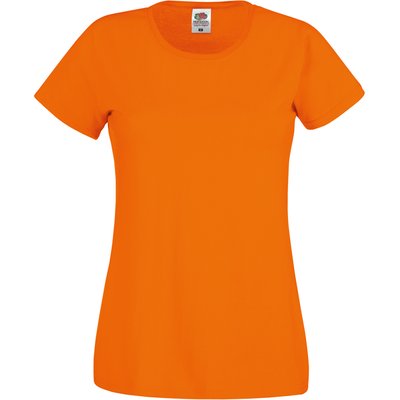 Camiseta mujer algodón cuello redondo entallada Orange L