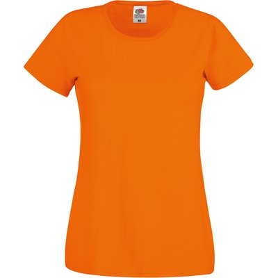 Camiseta mujer algodón cuello redondo entallada Orange XS
