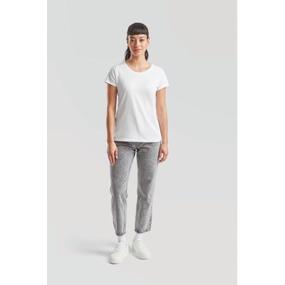 Camiseta mujer algodón cuello redondo entallada