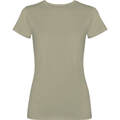 Camiseta mujer algodón efecto desgastado KAKI CLARO LAVADO M