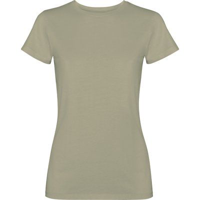 Camiseta mujer algodón efecto desgastado KAKI CLARO LAVADO S