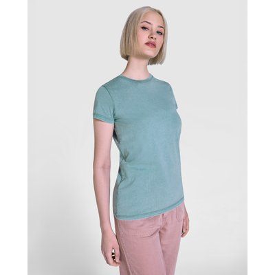 Camiseta mujer algodón efecto desgastado