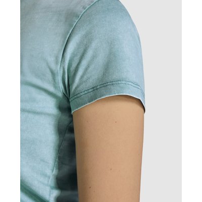 Camiseta mujer algodón efecto desgastado