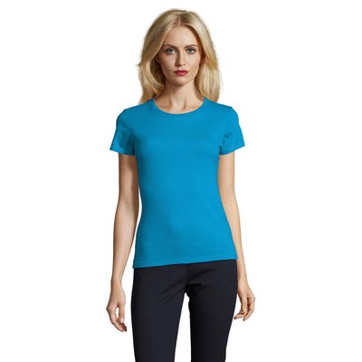 Camiseta Mujer Algodón Semi-Peinado Aqua L