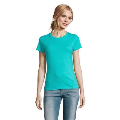 Camiseta Mujer Algodón Semi-Peinado Azul Caribe S