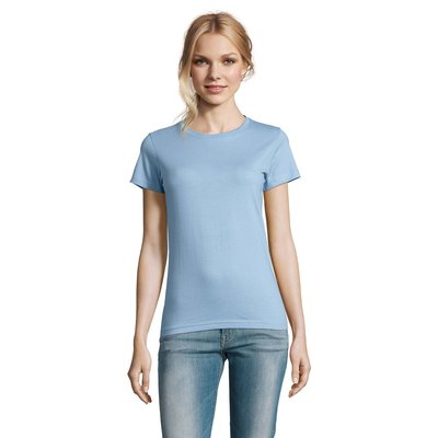 Camiseta Mujer Algodón Semi-Peinado Azul Claro XL