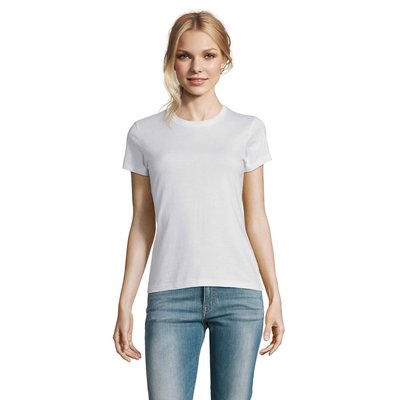 Camiseta Mujer Algodón Semi-Peinado Blanco M