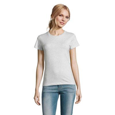 Camiseta Mujer Algodón Semi-Peinado Ceniza M