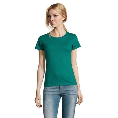 Camiseta Mujer Algodón Semi-Peinado Esmeralda M