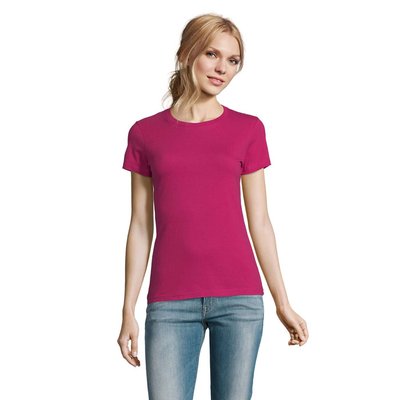 Camiseta Mujer Algodón Semi-Peinado Fuchsia S