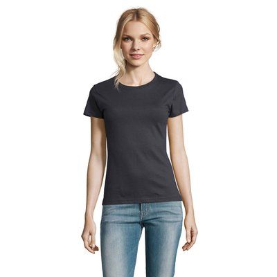 Camiseta Mujer Algodón Semi-Peinado Gris Ratón XL