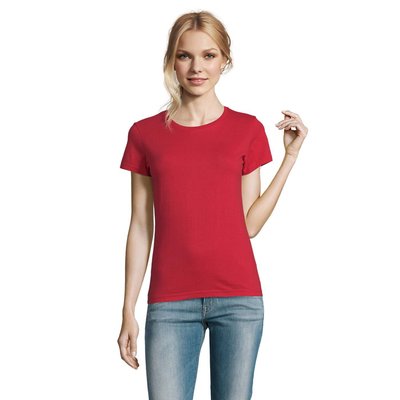 Camiseta Mujer Algodón Semi-Peinado Rojo M