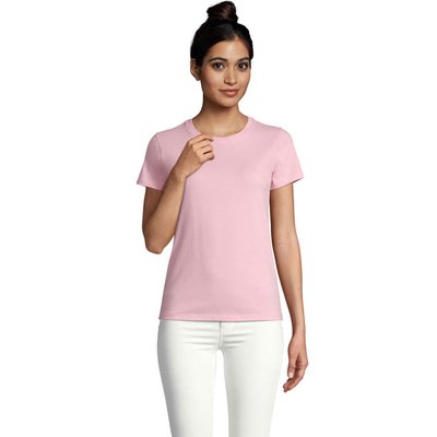 Camiseta Mujer Algodón Semi-Peinado Rosa Caramelo L