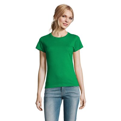 Camiseta Mujer Algodón Semi-Peinado Verde 3Xl