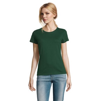 Camiseta Mujer Algodón Semi-Peinado Verde S