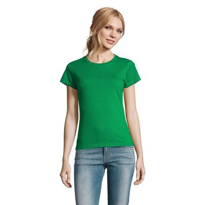 Camiseta Mujer Algodón Semi-Peinado Verde XL