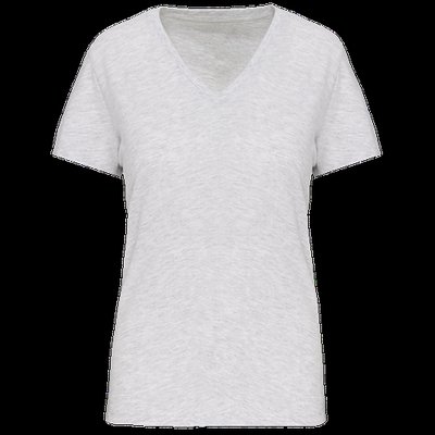 Camiseta de mujer cuello de pico Ash Heather XXL