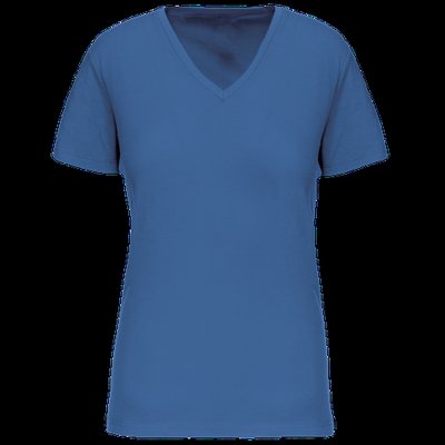 Camiseta de mujer cuello de pico Light Royal Blue S