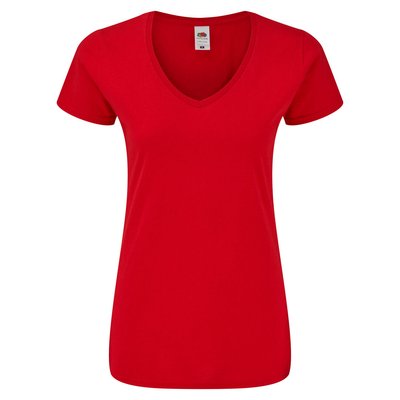 Camiseta Mujer Cuello Pico Roj XS