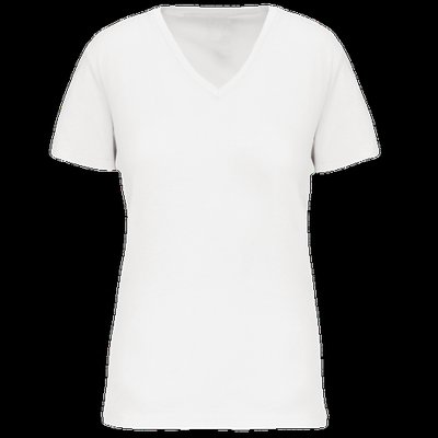 Camiseta de mujer cuello de pico White XS