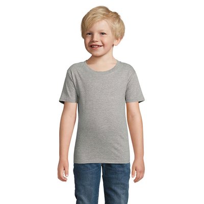 Camiseta Niños 175g Algodón Ajustada Gris Jaspeado 4Xl