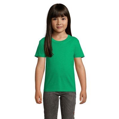 Camiseta Niños 175g Algodón Ajustada Verde 3Xl