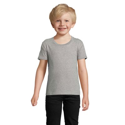 Camiseta Niños Ajustada 150g Algodón Gris Jaspeado M