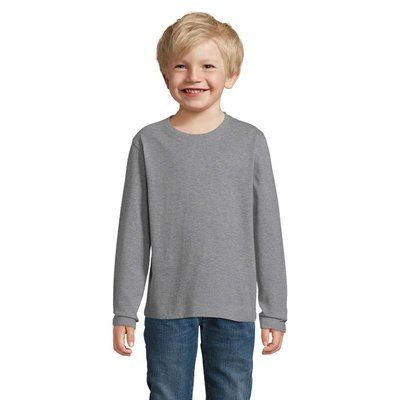 Camiseta Niños Manga Larga Algodón Gris Jaspeado 4 Años