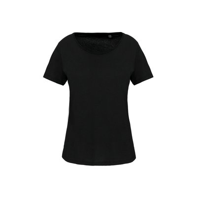 Camiseta orgánica cuello sin costuras Black M