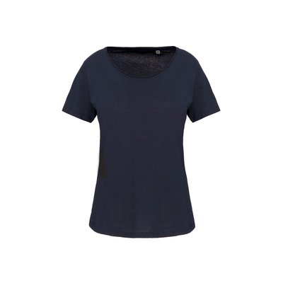 Camiseta orgánica cuello sin costuras Navy L