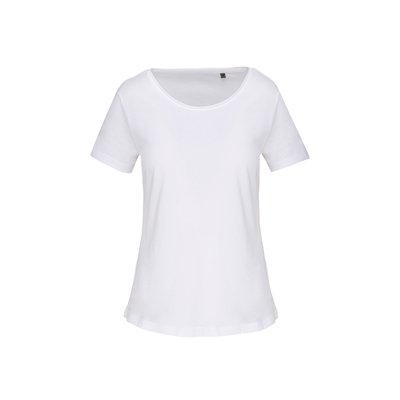 Camiseta orgánica cuello sin costuras White S